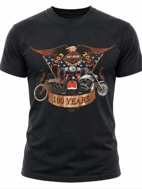Harley-Davidson vintage Unisex shirt 100 years 1903 2003 t-shirt 2002 H-D USA